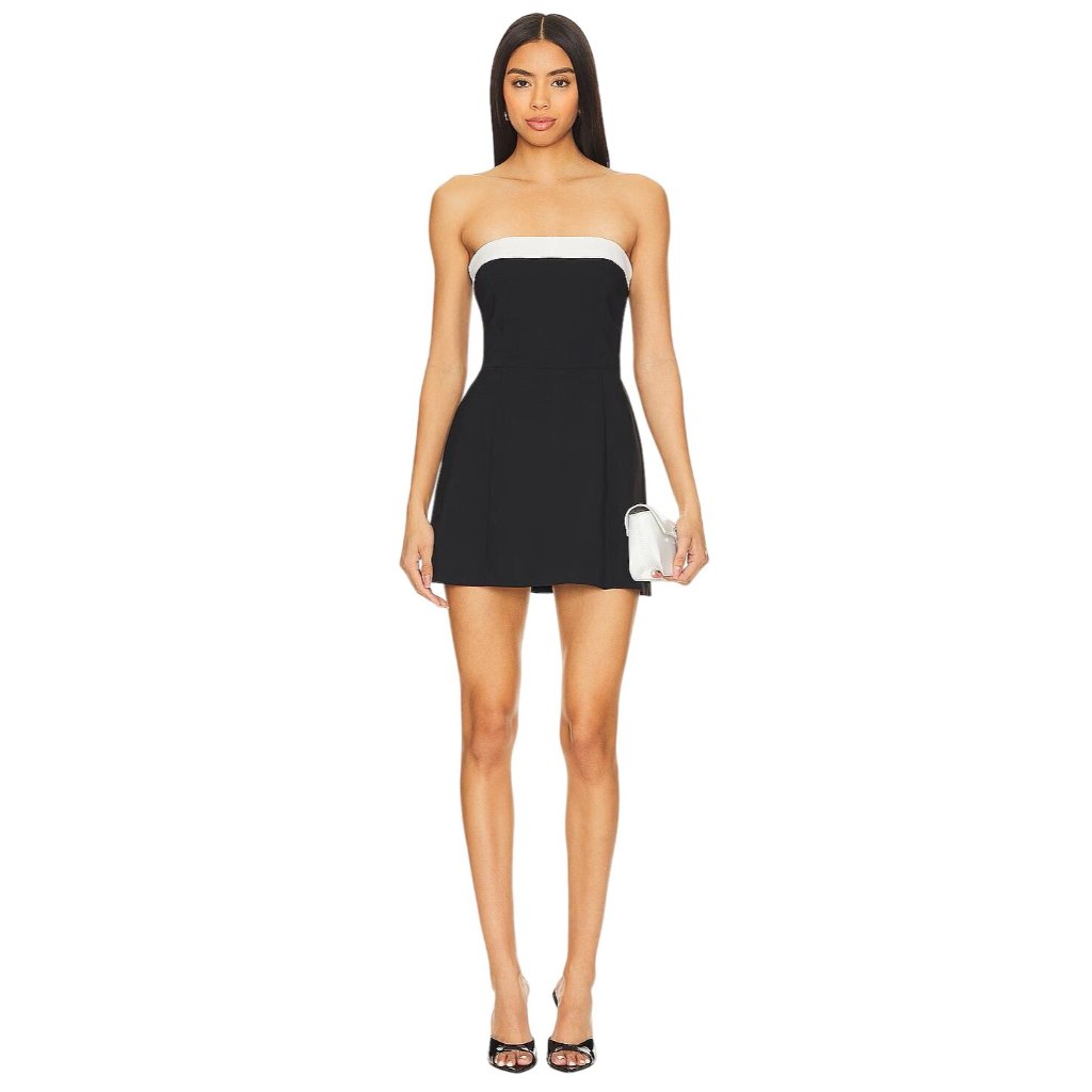 Amanda Uprichard Kerry Skort Romper In Black & Ivory X-Small New Womens Dressy